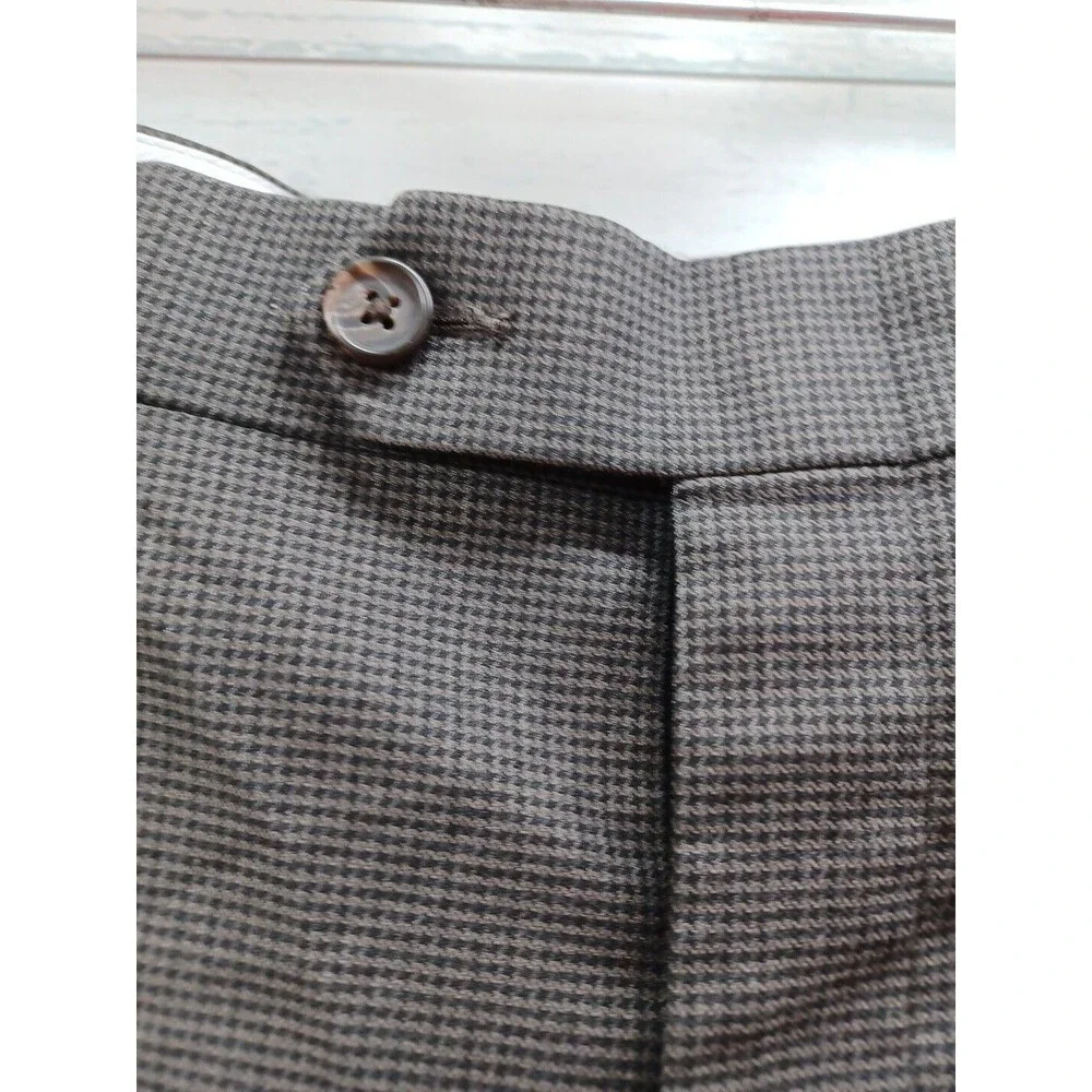 Polo Ralph Lauren Houndstooth Dess Pants  Men's Brown Pleated Sz 38W x 30L